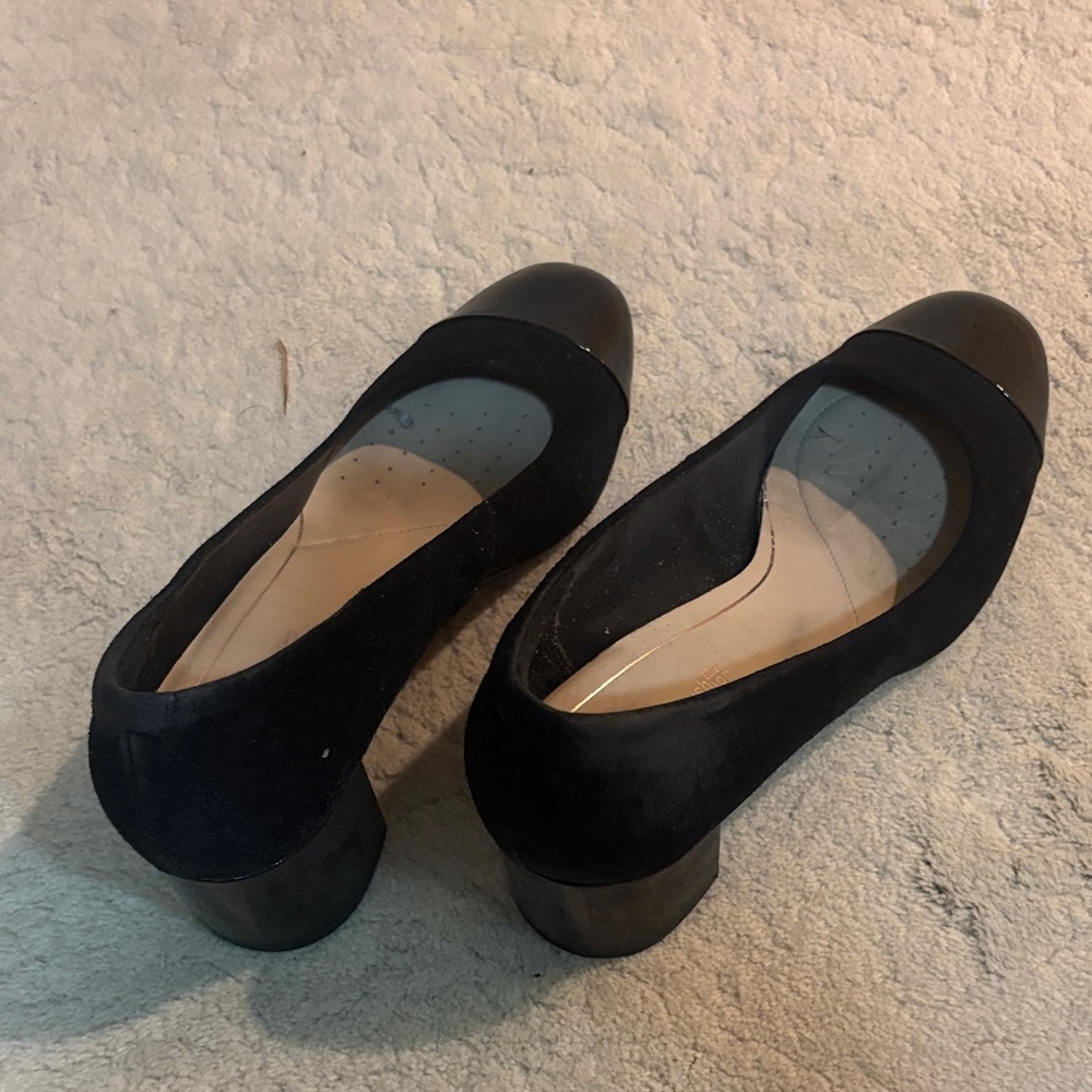 Clarks Black Suede Block Heels